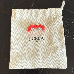 J. Crew Coral Leaf Crystal Stud Earrings